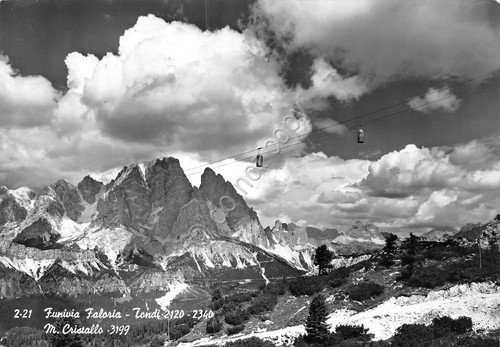 Cartolina Funivia Faloria Tondi M. Cristallo anni '60 (Belluno)