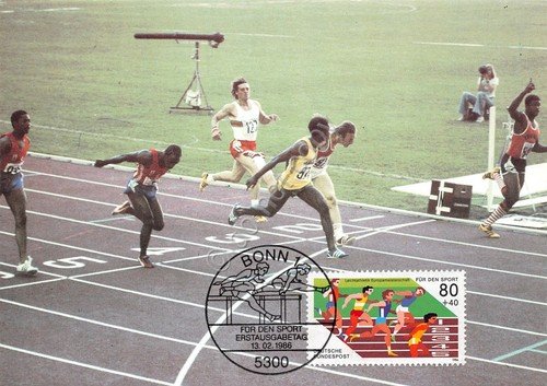 Cartolina Fur den Sport 1986 timbro filatelico