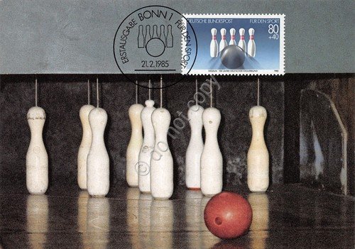 Cartolina Fur den Sport Kegeln timbro filatelico 1985 booling | Immagine principale