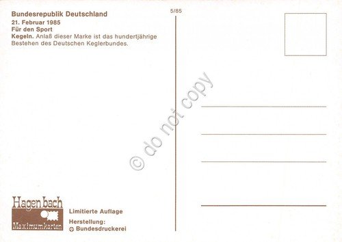 Cartolina Fur den Sport Kegeln timbro filatelico 1985 booling | Immagine Gallery 2