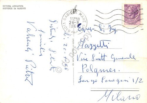 Cartolina Gabicce 7 vedute tipo pellicola fotografica (Pesaro)