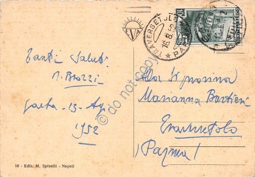 Cartolina Gaeta Campanile del Duomo 1952