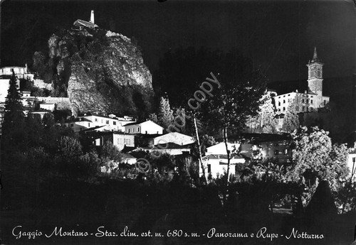 Cartolina Gaggio Montano Panorama e Rupe Notturno 1972 | Immagine principale