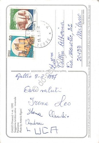 Cartolina Gallio Panorama 1997 piccole grinze (Vicenza)