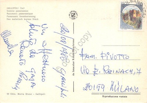 Cartolina Gallipoli panorama parziale porto 1986 | Immagine Gallery 2