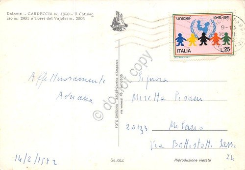 Cartolina Gardeccia Catinaccio Torri del Vajolet 1972 con neve | Immagine Gallery 2