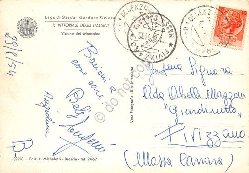 Cartolina Gardone Riviera Il Vittoriale Mausoleo 1954 | Immagine Gallery 2