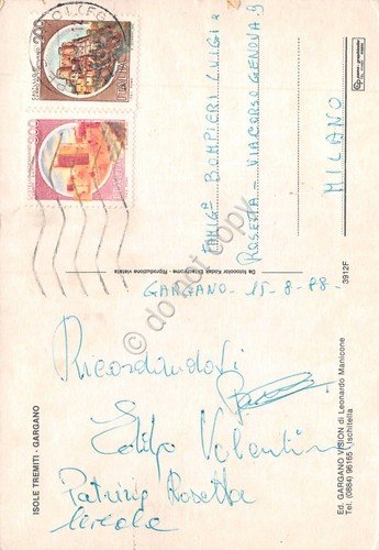 Cartolina Gargano Isole Tremiti vedute 1988 (Foggia)