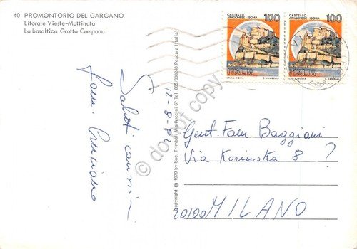 Cartolina Gargano Litorale Vieste Mattinata Grotta Campana 1982 (Lecce) | Immagine Gallery 2
