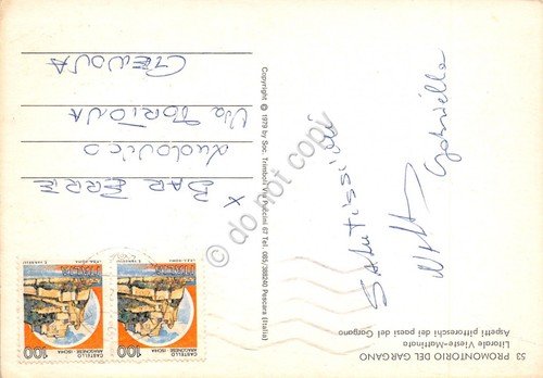 Cartolina Gargano Litorale Vieste Mattinata via di un paese con …