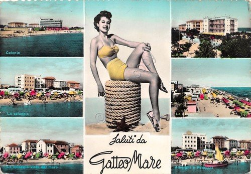 Cartolina Gatteo Mare vedute Pin Up 1960 segnata (Forl?) | Immagine principale