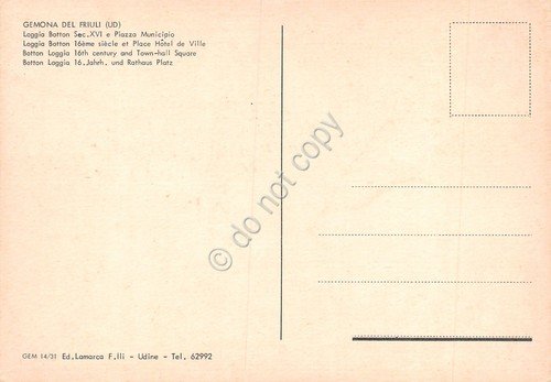 Cartolina Gemona del Friuli Loggia Botton e Piazza Municipio animata … | Immagine Gallery 2