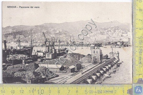 Cartolina Genova - panorama dal mare - barche - anni … | Immagine principale
