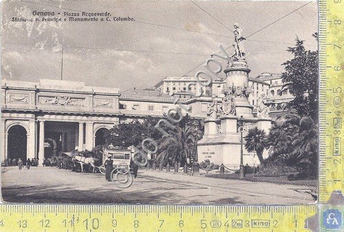 Cartolina Genova - Piazza Acquaverde - carrozza - 1922 | Immagine principale