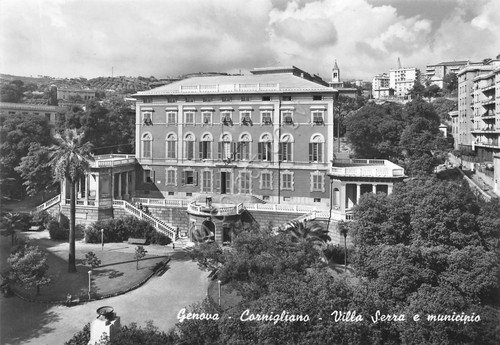 Cartolina Genova Carnigliano Villa Serra e Municipio