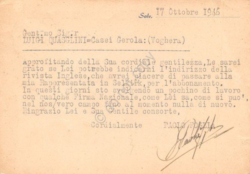 Cartolina Genova Cartoncino Paolo Foglia Tessuti confezioni 1946 | Immagine Gallery 2