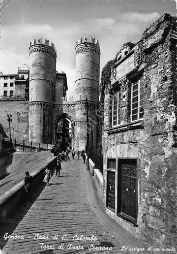 Cartolina Genova Casa di Cristoforo Colombo Torri animata 1954 | Immagine principale