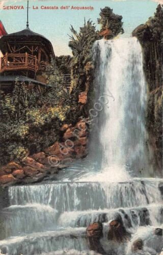 Cartolina Genova Cascata dell'Acquasola 1915