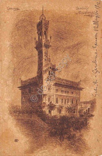 Cartolina Genova Castello Mckenzie illustrata 1902