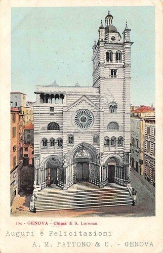 Cartolina Genova Chiesa San Lorenzo Pattono &C 1904