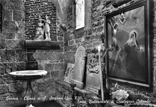 Cartolina Genova Chiesa Santo Stefano Fonte Battesimale Cristoforo Colombo | Immagine principale
