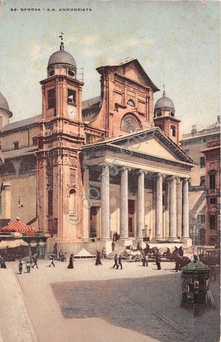 Cartolina Genova Chiesa SS. Annunziata Illustrata anni '30 NVG | Immagine principale