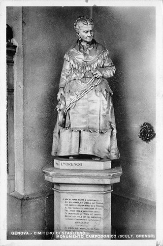 Cartolina Genova Cimitero di Staglieno Monumento Campodonico Orengo anni '40