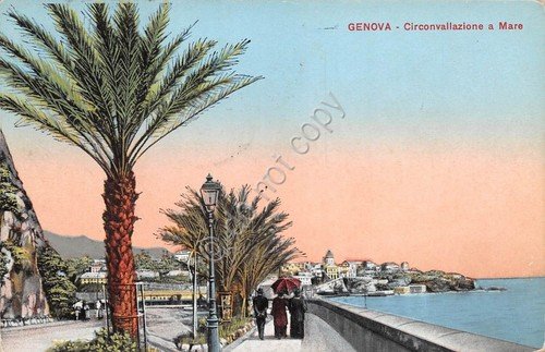 Cartolina Genova Circonvallazione a mare illustrata 1919 | Immagine principale