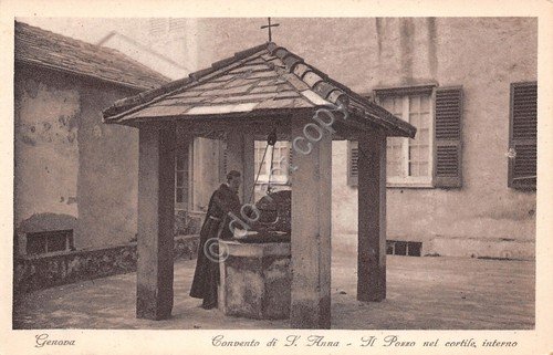 Cartolina Genova Convento S. Anna Pozzo cortile interno Frate animata | Immagine Gallery 1