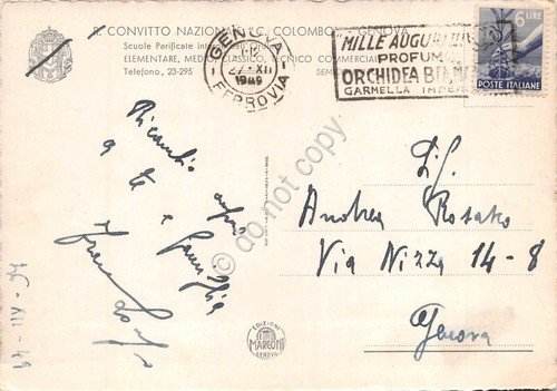 Cartolina Genova Convitto Nazionale Colombo Cappella Interno 1949