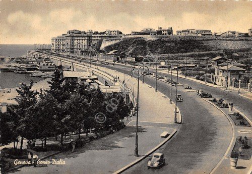Cartolina Genova Corso Italia auto d'epoca | Immagine principale