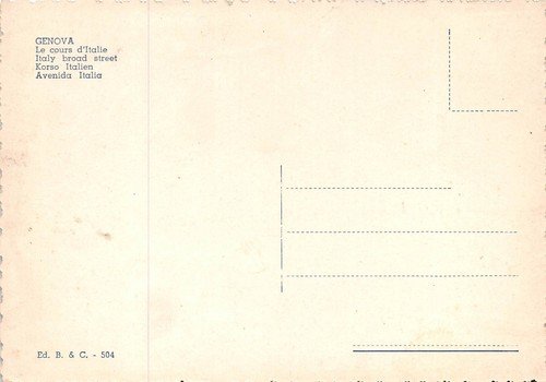 Cartolina Genova Corso Italia Auto d'epoca