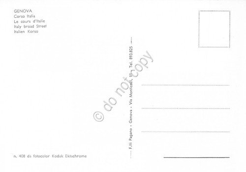 Cartolina Genova Corso Italia bordo azzurro | Immagine Gallery 2