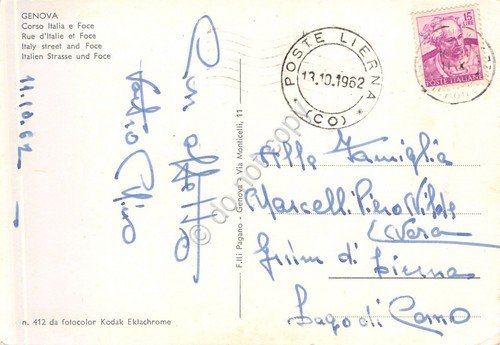 Cartolina Genova Corso Italia e Foce auto d'epoca 1962 | Immagine Gallery 2