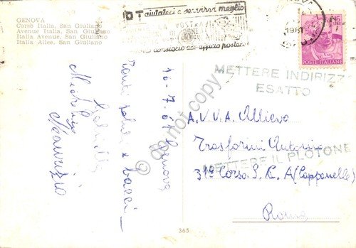 Cartolina Genova Corso Italia San Giuliano auto d'epoca strada 1961 | Immagine Gallery 2