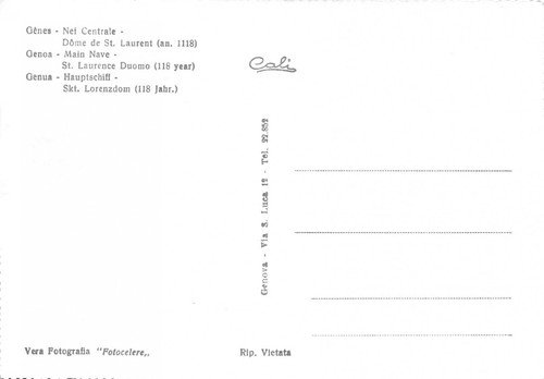 Cartolina Genova Duomo San Lorenzo Navata Centrale