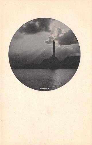Cartolina Genova Faro in un cerchio su base bianca Ed. … | Immagine principale