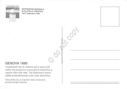 Cartolina Genova Filatelia Tematica bastimenti velieri nel porto 1992