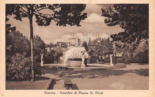 Cartolina Genova Giardini di Piazza Verdi ed. Calì