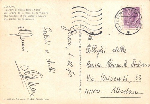 Cartolina Genova Giardini di Piazza Vittoria 1970 | Immagine Gallery 2