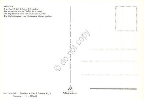 Cartolina Genova grattacieli dal Chiostro di S. Andrea