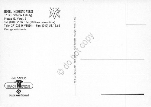 Cartolina Genova Hotel Moderno Verdi vedute