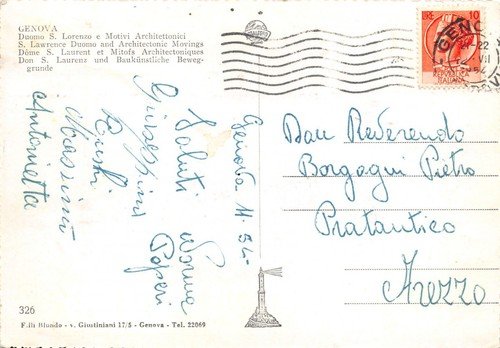 Cartolina Genova il Duomo Motivi Architettonici 1954