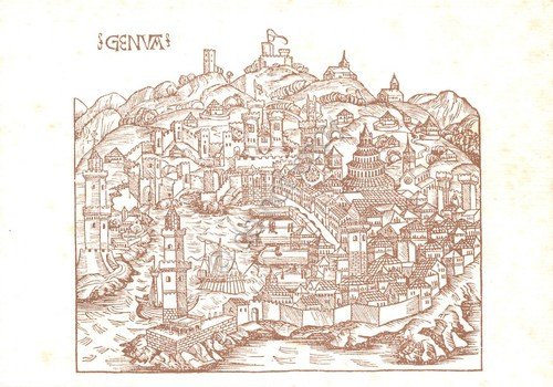 Cartolina Genova illustrata 2° Conferenza cartografia 1983