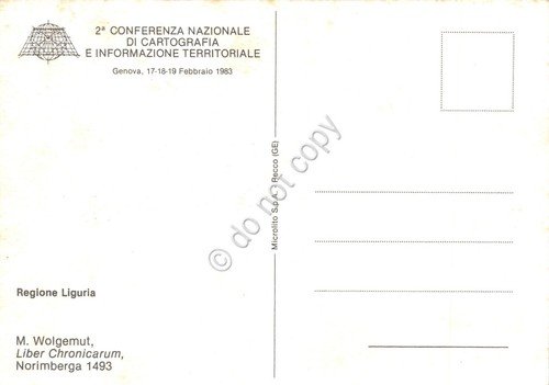 Cartolina Genova illustrata 2° Conferenza cartografia 1983