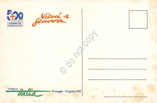 Cartolina Genova Illustrata Esposizione Colombo '92 Padiglione Italia | Immagine Gallery 2