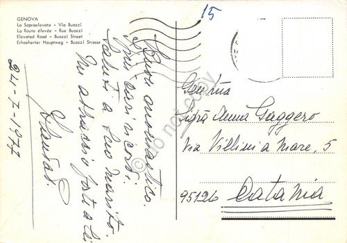 Cartolina Genova la sopraelevata Via Buozzi 1977