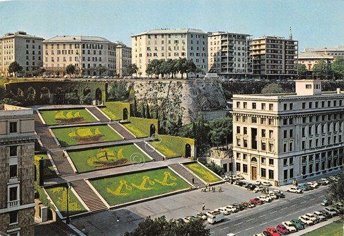 Cartolina Genova Le Caravelle Pubblicità Scarabelli Valigie borse Timbro CRAL