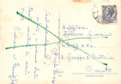 Cartolina Genova Località in provincia con cascinale e chiesa 1965