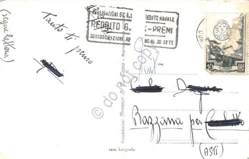 Cartolina Genova mareggiata Timbro Reddito anni '50 Ed Brunner